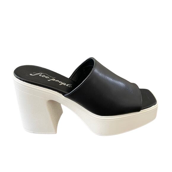 Free People Zoe Platform Slide Sandals Slip On Leather Black Size EU 38 / US 8 - Picture 8 of 12